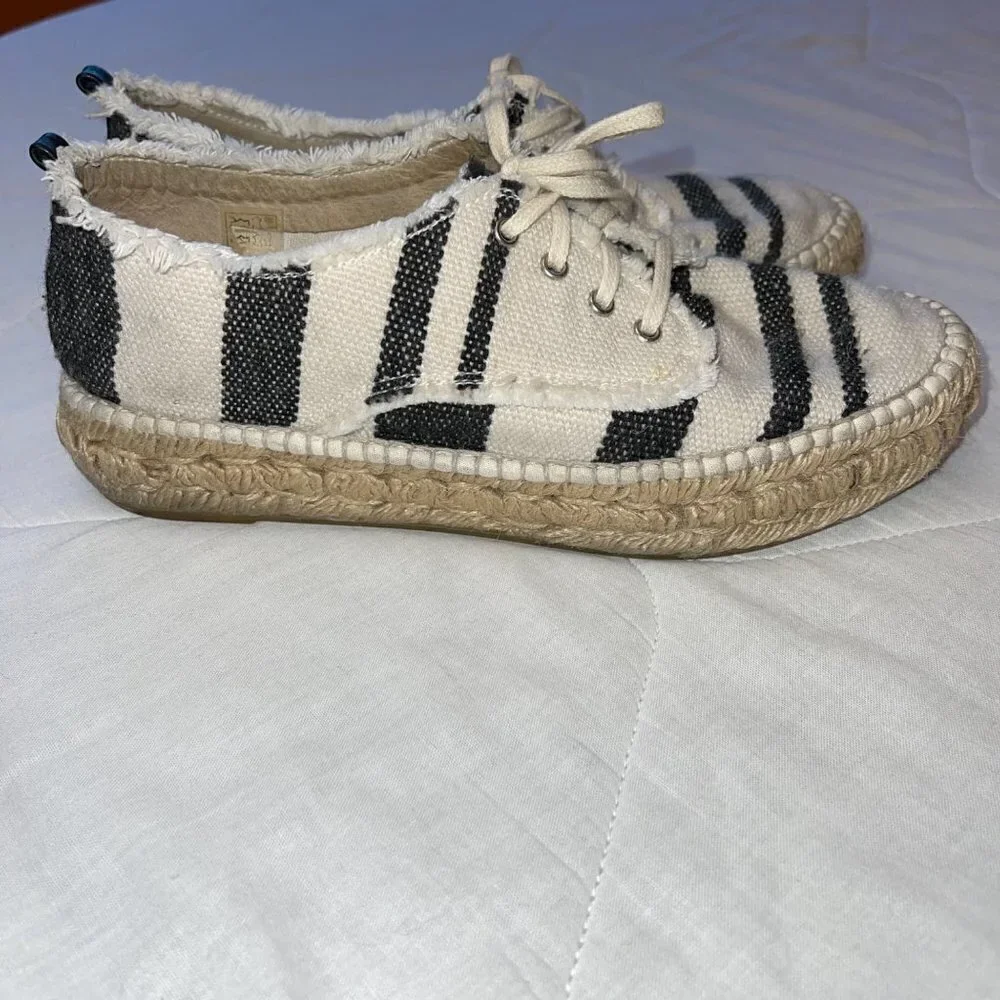Loeffler Randall Alfie Espadrille Sneaker Womens Off White Black Size 8.5 US